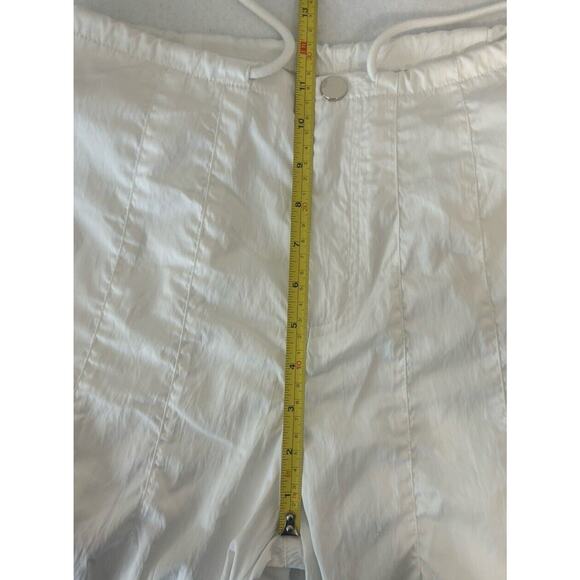 White Parachute Pants Womens XS Baggy Cargo Drawstring Hip Hop Dance Y2K - Picture 4 of 7